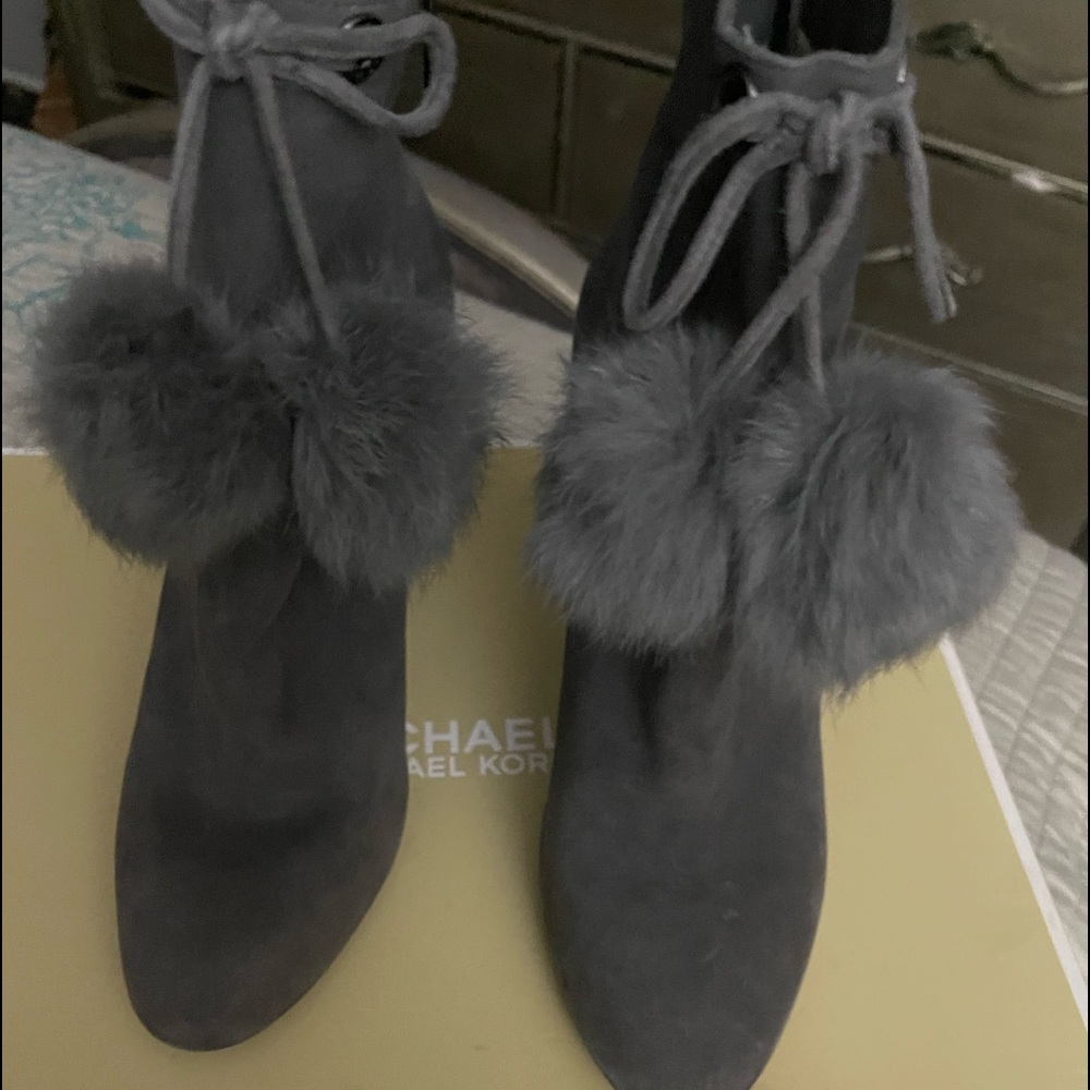 Grey suede bootie